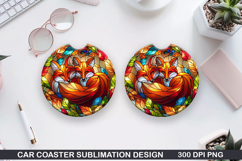 Foxes Wolves Car Coaster Sublimation| Foxes Coaster PNG Product Image 1
