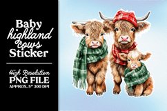 Baby Highland Cows PNG Christmas Stickers Product Image 22