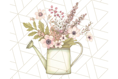 Watering Can Flowers PNG, Rustic Floral Watercolor Clipart Product Image 3