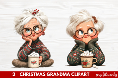 Christmas Grandma Clipart | Cute Holiday Granny PNG Illustra Product Image 1