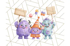 Halloween Costume Parade Clipart PNG with Monsters Clip Art Product Image 2