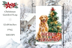 Cartoon Christmas Dog Garden Flag Sublimation PNG Product Image 1