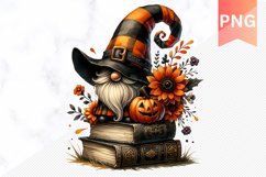 Halloween Gnome Books Sublimation - Halloween Clipart PNG Product Image 1
