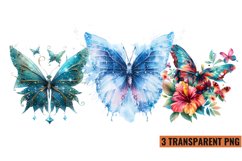 Watercolor Magic Butterflies Clipart, PNG Product Image 1