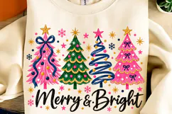Merry and Bright Christmas Tree Coquette, Christmas Tree PNG Product Image 2