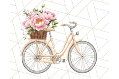 Bicycle with Flowers PNG, Pastel Spring Floral Bike Clipart Product Image 2
