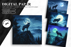 Wolf Wall Art Digital Paper Backgrounds Printable Scrapbook Product Image 1