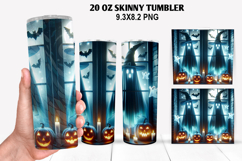Ghost Skinny Tumbler 20oz Wrap Design, Halloween Tumbler PNG Product Image 1