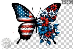 4Th Of July Flora Butterfly - Sublimation 4th of July PNG Product Image 1