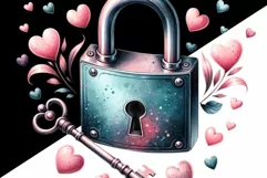 Lock and Key Love Retro PNG for Happy Valentines Day Product Image 2