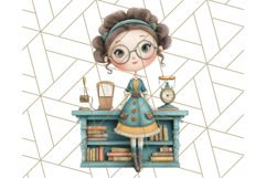 Whimsical Library Clipart with Cozy Readers and Books Product Image 2