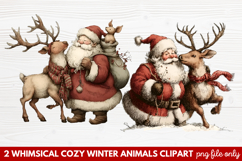 Whimsical Cozy Winter Animals Clipart | Cute Winter Wildlife Product Image 1