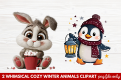 Whimsical Cozy Winter Animals Clipart | Cute Snowy Forest Product Image 1