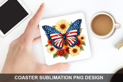 4Th Of July Butterfly- Coaster Sublimation Design Product Image 1
