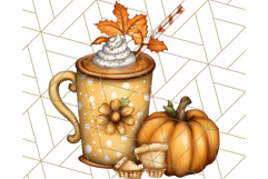 Fall Drink Clipart PNG, Cozy Autumn Cocoa and Latte Art Product Image 2