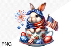 4th Of July Bunny Sublimation Clipart PNG Design Product Image 1