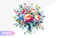 Wedding Floral Bouquet Sublimation - Clipart PNG Design Product Image 1