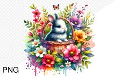 Spring Flowers And Bunny Sublimation - Clipart PNG Design Product Image 1