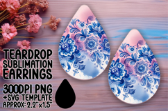 Creative Teardrop Earrings PNG for Sublimation , Watercolor Product Image 1