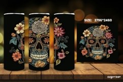 Embroidery Skull Tumbler Wrap | 20 Oz | Sublimation Product Image 5
