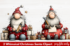 2 Whimsical Christmas Santa Clipart | Cute Santa PNG Product Image 1