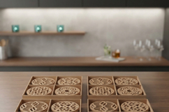 Geometric Laser Cut Coaster Set with Storage Box Patterned Product Image 5