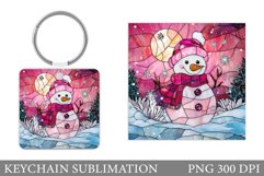 Cute Snowman Keychain Design. Christmas Keychain Sublimation Product Image 1