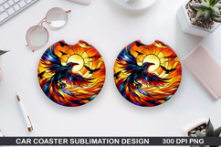 Crows Car Coaster Sublimation| Crows Coaster PNG Design Product Image 1