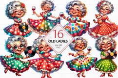 Funny Old Ladies Clipart, Watercolor Old Woman bundle Product Image 1