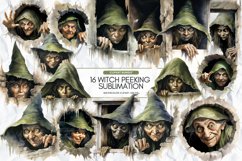Witch Peeking Sublimation Bundle, Witch Clipart Bundle Product Image 1