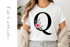 Alphabet, Letters, Monogram, Purple and Pink Flowers Product Image 1