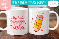 Teacher Valentine Mug Wrap PNG, Cute teacher Mug Template Product Image 1
