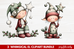 Whimsical Elf Clipart | Cute Christmas Elf PNG Illustration Product Image 1