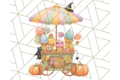Pastel Halloween Town PNG Clipart, Spooky Shops & Homes Png Product Image 2