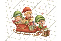 Santa Sleigh Ride Clipart PNG, Flying Reindeer Christmas Art Product Image 2