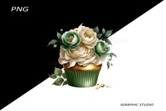 Floral Cupcake Clipart, Peony Product Image 1