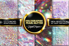 Holographic Pearl Glitter Digital Papers - 04 variations Product Image 1