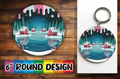 Luminous Car Coaster Round Sublimation PNG, Winter Product Image 1