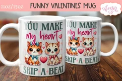 Cute Valentines Mug Wrap PNG, You make my heart skip a beat Product Image 3