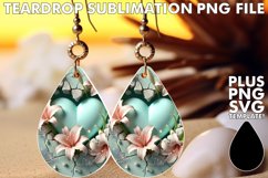 Colorful Teardrop Earrings Art PNG, 3D Heart Product Image 1