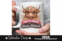 Highland Cow Pretty Horns Sharp Attitude Funny Quote Product Image 1