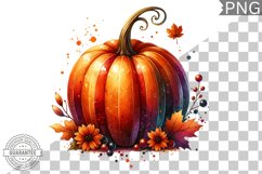 Pumpkin Flowers Sublimation - Clipart PNG Design Product Image 1