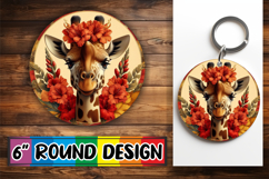 Bright Round Keychain Sublimation, Giraffe Product Image 1