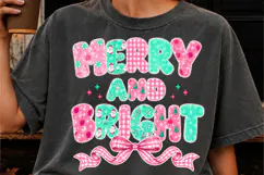 Merry and Bright PNG, Preppy Merry Coquette Christmas PNG Product Image 1