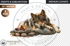 Watercolor Mystic Wolf Fantasy Clipart PNG Graphics Product Image 1