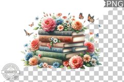 Books Flowers Sublimation- Clipart PNG Design Product Image 1