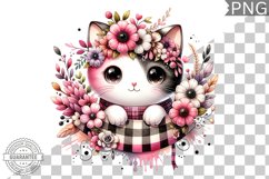 Cat With Flowers Sublimation - Clipart PNG Design Product Image 1