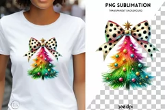 Colorful Coquette Christmas Tree PNG | Trendy Watercolor Product Image 1
