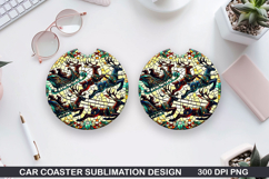 Reindeer Car Coaster Sublimation| Christmas Coaster PNG Product Image 1