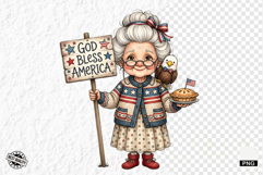 Whimsical Patriotic Grandma Clipart Product Image 1